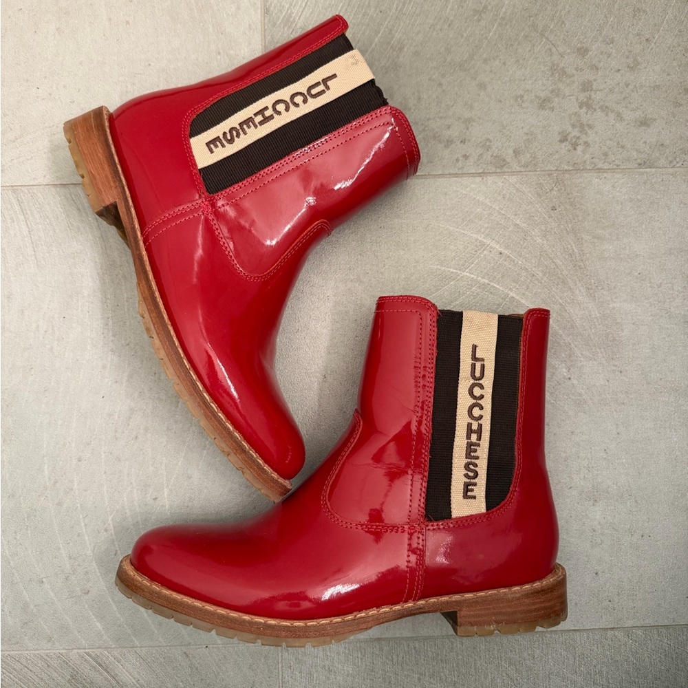 Lucchese Glossy Red Chelsea Boots